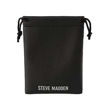 Steve Madden 7.5 inch Oxidized Stainless Steel Twisted Curb Chain Bracelet for Men (White)