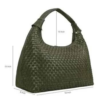 ANTONIO VALERIA Addison Braided Green Leather Tote Bag for Women