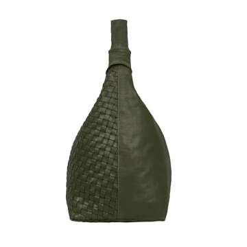 ANTONIO VALERIA Addison Braided Green Leather Tote Bag for Women