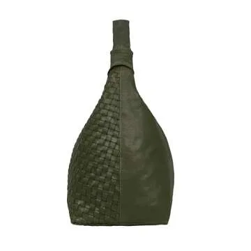 ANTONIO VALERIA Addison Braided Green Leather Tote Bag for Women