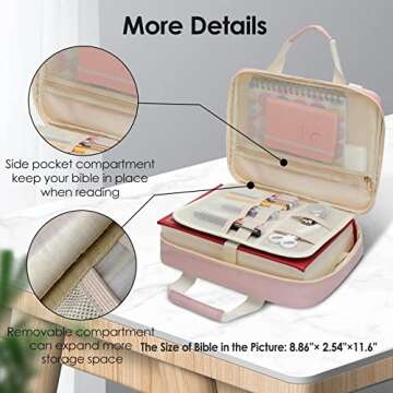 CASIRENA Bible Covers for Women - Extra Large Size Bible Carrying Case, Church Bible Bag with Padded Handle, Adjustable Shoulder Strap, Zippered Pockets, Perfect Gifts for Church Religious