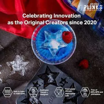 DRINKSPLINKS Ice Cube Tray Star Shaped Premium Silicone Mold Freezer Tray & Oven-Safe Meal Prep Container | Ice For Cocktails & Water Bottles | Bartender Ice