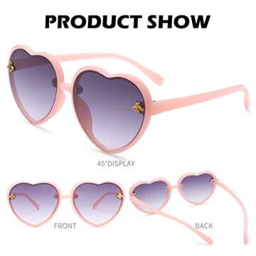 Heart Shaped Sunglasses for Kids with UV400 Protection
