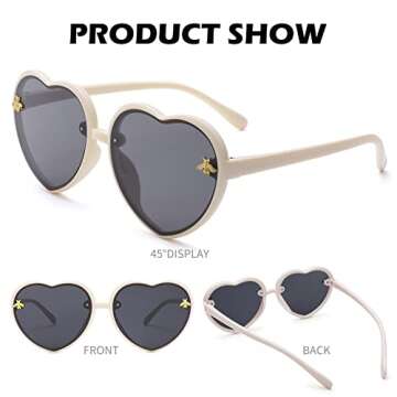 Heart Shaped Sunglasses for Kids with UV400 Protection