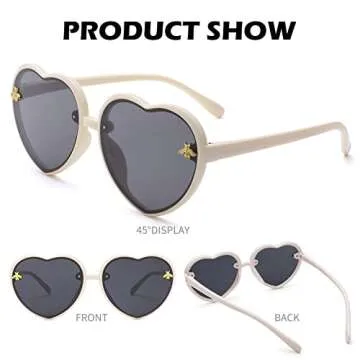 Heart Shaped Sunglasses for Kids with UV400 Protection