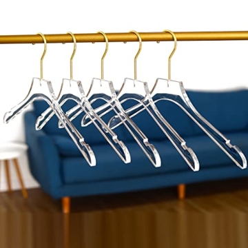 15 Acrylic Hangers with Gold Hooks for Luxury Closet Style