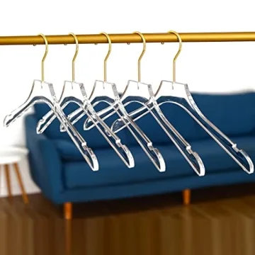 15 Acrylic Hangers with Gold Hooks for Luxury Closet Style
