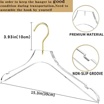 15 Acrylic Hangers with Gold Hooks for Luxury Closet Style