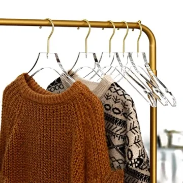 15 Acrylic Hangers with Gold Hooks for Luxury Closet Style
