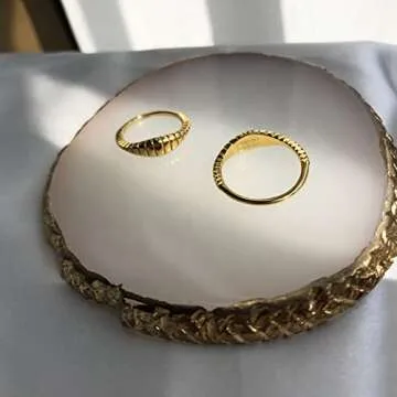 Elegant Kainier 14K Gold Plated Signet Ring for Women