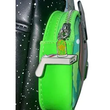 Loungefly Rick and Morty Glow in the Dark Womens Double Strap Shoulder Bag Purse