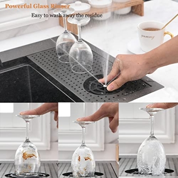 33 Inch Black Drop In Kitchen Sink with Cup Washer