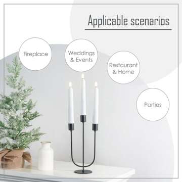 smtyle Fireplace Metal Candelabra Black Candlestick Holders Candle Stand for Taper Candles Table Centerpiece Set of 3 with Cast Iron