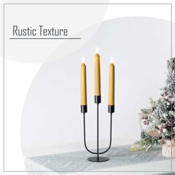 smtyle Fireplace Metal Candelabra Black Candlestick Holders Candle Stand for Taper Candles Table Centerpiece Set of 3 with Cast Iron