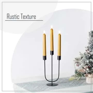 smtyle Fireplace Metal Candelabra Black Candlestick Holders Candle Stand for Taper Candles Table Centerpiece Set of 3 with Cast Iron