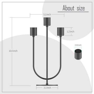 smtyle Fireplace Metal Candelabra Black Candlestick Holders Candle Stand for Taper Candles Table Centerpiece Set of 3 with Cast Iron