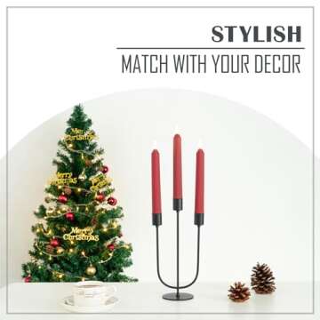 smtyle Fireplace Metal Candelabra Black Candlestick Holders Candle Stand for Taper Candles Table Centerpiece Set of 3 with Cast Iron