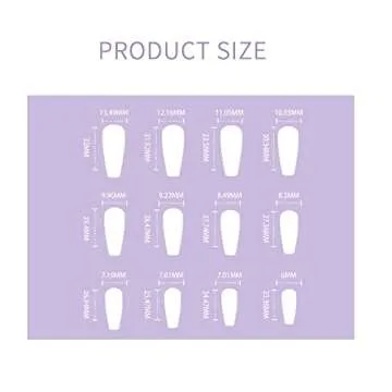 YKNAWOIR Long Press On Nails Solid Color - Purple Glossy Coffin Fake Nails - French White Tips Full Cover Acrylic False Nails for Women Girls-Nail Kit with Glue（24PCS）