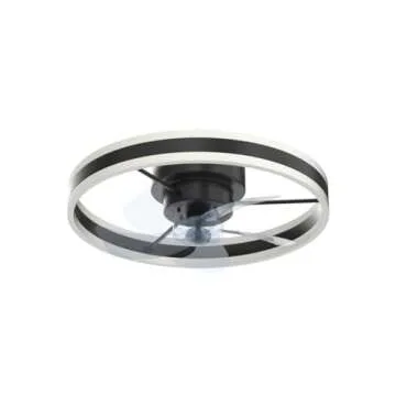 Orison Low Profile Ceiling Fan with Light - Modern Flush Mount Enclosed Ceiling Fan 19.7" LED Dimmable Bladeless Ceiling Fans with Remote Control,Smart 3 Light Color and 6 speeds(Black)