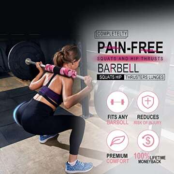 Barbell Pad for Hip Thrust with Fastening Cloth and Carry Bag, Squat Bar Pad with Closure, Neck & Shoulder Squat Cushion Bar Padding for Hip Thrusts - Fits All Standard and Olympic Bars