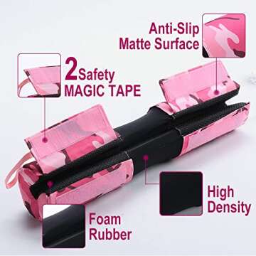 Barbell Pad for Hip Thrust with Fastening Cloth and Carry Bag, Squat Bar Pad with Closure, Neck & Shoulder Squat Cushion Bar Padding for Hip Thrusts - Fits All Standard and Olympic Bars