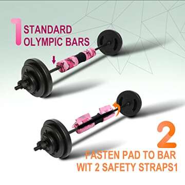 Barbell Pad for Hip Thrust with Fastening Cloth and Carry Bag, Squat Bar Pad with Closure, Neck & Shoulder Squat Cushion Bar Padding for Hip Thrusts - Fits All Standard and Olympic Bars