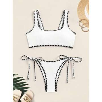 WDIRARA Women’s Stylish 2 Piece Tie Side Bikini Set