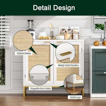 Anmytek Rattan Cabinet Stylish Storage All Room Needs