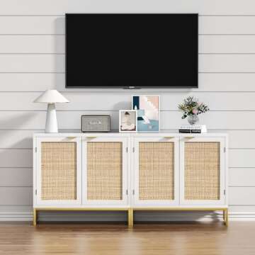 Anmytek Rattan Cabinet Stylish Storage All Room Needs