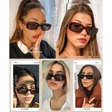 Dollger Rectangle Sunglasses for Women Trendy Retro Fashion Sunglasses Rectangle Frame Eyewear BLACK...