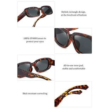 Dollger Rectangle Sunglasses Stylish Retro Eyewear