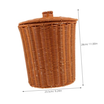 Stylish DOITOOL Round Rattan Waste Basket Bin - Perfect Decor