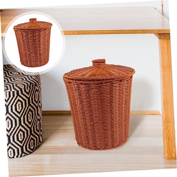 Stylish DOITOOL Round Rattan Waste Basket Bin - Perfect Decor