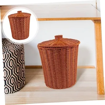 Stylish DOITOOL Round Rattan Waste Basket Bin - Perfect Decor
