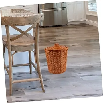 Stylish DOITOOL Round Rattan Waste Basket Bin - Perfect Decor