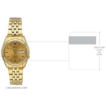 Seiko Men's SNK366K 5 Automatic Gold Dial Gold-Tone Stainless Steel Watch