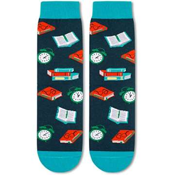 HAPPYPOP Book Lover Gifts for Women, Novelty Reading Gifts for Book Readers, Book Reading Socks Stocking Stuffers for Students Girls