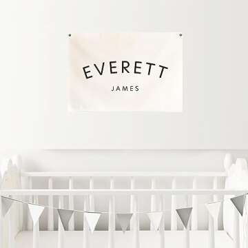 NATVVA Custom Name Canvas Banner Baby Name poster Canvas Hanging Flag for Nursery and Playroom Wall Décor for Kids Trendy Room Décor for Boys and Girls (Blank)