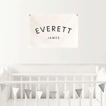 NATVVA Custom Name Canvas Banner Baby Name poster Canvas Hanging Flag for Nursery and Playroom Wall Décor for Kids Trendy Room Décor for Boys and Girls (Blank)