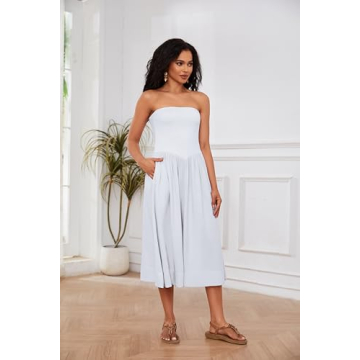 Ythomm Women Strapless Maxi Dress with Pockets