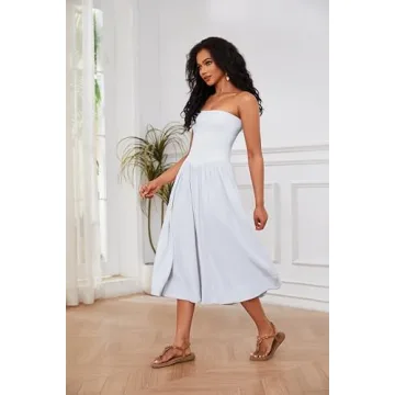 Ythomm Women Strapless Maxi Dress with Pockets