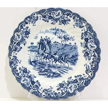 Johnson Brothers Blue Coaching Scenes Bread & Butter Plate Set of 4 – Perfect for Elegant Dining