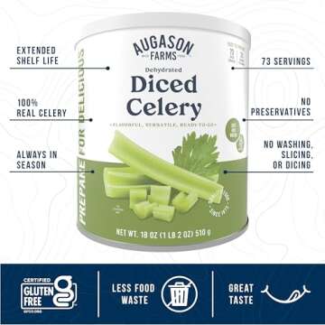 Augason Farms Dehydrated Cross Cut Celery Can, Emergency Food Supply, Everyday Meals, 36 Servings