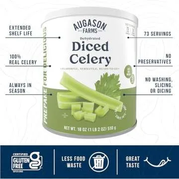 Augason Farms Dehydrated Cross Cut Celery Can, Emergency Food Supply, Everyday Meals, 36 Servings