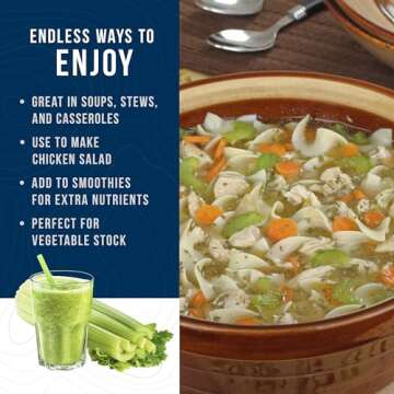 Augason Farms Dehydrated Cross Cut Celery Can, Emergency Food Supply, Everyday Meals, 36 Servings