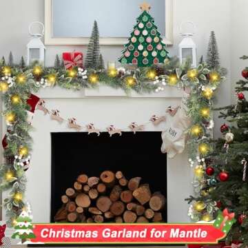 Artgar 6 Ft Pre-Lit Christmas Garland with LED Lights