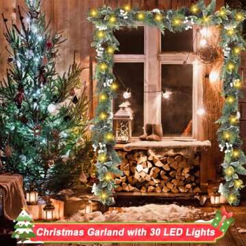 Artgar 6 Ft Pre-Lit Christmas Garland with LED Lights