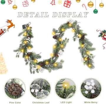 Artgar 6 Ft Pre-Lit Christmas Garland with LED Lights