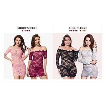 LINGERLOVE Womens Plus Size Sexy Chemise Underwear Lingerie Floral Lace Babydoll See Through Bodysuit Lingerie Green