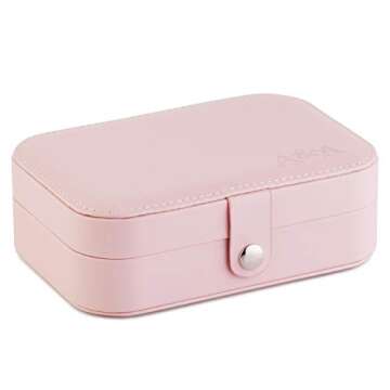 A&A Jewelry Travel Organizer Box - Multifunctional Mini Portable Jewelry Storage Case Pink